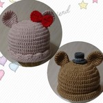 ♡yuki２８ribon様ご専用です♡リボンと飾り帽子の可愛いくまさんのニット帽２点です♪秋冬用！《送料無料》ニット帽ベビー・ニット帽キッズ・オーダーメイド帽子