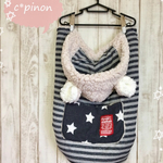 ボーダー×スターの くま耳♡もこもこ防寒ケープ*抱っこ紐＆ベビーカー
