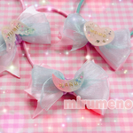 オーダー受付中♡名入れ♡夢色リボンのキラキラヘアゴム♡ゆめかわいい♡パステル♡レジン♡キッズ♡ベビー♡