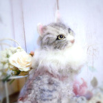ラパーマ　ホワイトシルバー　猫　羊毛フェルト　リアル　ねこ　ネコ