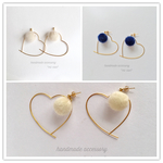 ファーボールとオープンハート❤︎ピアス＊イヤリング