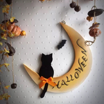 [コピー] 送料無料 ハロウィン 黒猫 三日月 トールペイントハロウィン