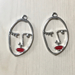 SILVER FACE RED LIP CHARM BEADS PARTS