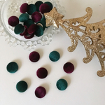  new★16mm★12個★クリスマスカラー★set★グリーン&ボルドー★ベルベット★カボション★ラウンド★丸