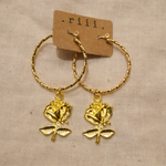 (再販)ヴィンテージ薔薇フープピアス