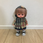 送料無料 メルちゃん チェックフリースコート&ワンピース