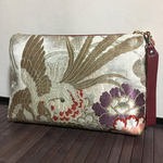 鳳凰のクラッチバッグ　着物（帯）リメイク