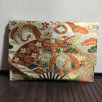 【SALE】扇面文様のクラッチバッグ　着物（帯）リメイク