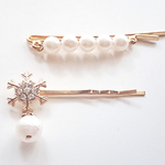 雪の結晶とパールのヘアピン✿2本set
