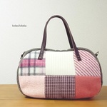 そらまめバッグ(wool patch -pink tone-)