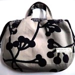 きんちゃくbag■北欧テイスト・植物柄（グレー）