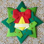 折り紙リース クリスマス 冬 ベル 壁面飾り
