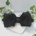 【送料込み】mille-feuille❇black organdy リボンバレッタ    