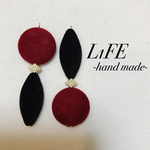 秋冬♡ベロアのアシンメトリーピアス/イヤリング●送料込み●