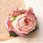 ピンクの薔薇と紫陽花のプチ・ヘッドドレス