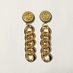 アンティークボタン ピアス  イヤリング ゴールデン ジャラジャラチェーン