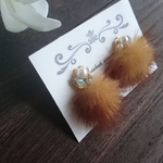 ＊再販2＊ ビジュー & キャメル ファー  イヤリング/ピアス