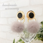 ヴィンテージボタン☆高品質ミンクファーピアス