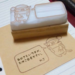 消しゴムはんこ♪ねこマフラーと帽子と吹き出し♪冬じたく♪