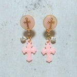 vintage cross クロスのメダイ風イヤリング (ネジバネ式)
