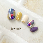 再販☆くすみカラーのニュアンスネイル/シェルストーン/着物にも