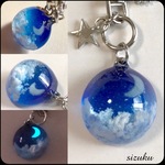 蓄光 雲レジン  月夜のブルームーン キーホルダー