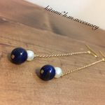 ラピスラズリのロングピアス