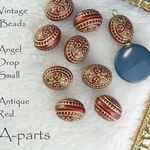  送料無料 ◇ Vintage Beads / Angel Drop Small アンティークレッド 10pcs  15-R