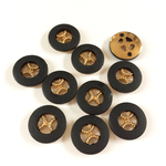 15mm プラメタルボタン ブラック×ゴールド　10個