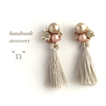 再販2♡上品ピンクビジューとタッセルのピアス