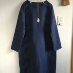 C＆S綿麻ストライプのドロップショルダーワンピ