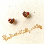 No.6186 送料込♥金縁ハートピアス