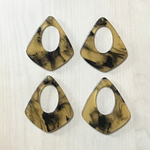 YELLOW BLACK MARBLE DIAMOND FOOP BEADS