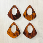 BROWN BLACK MARBLE DIAMOND FOOP BEADS