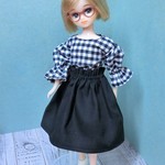 セットアップ　キャンディスリーブ／ダークネイビーチェック＊リカちゃん