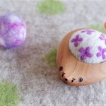 羊毛ピンクッション（針山）　はりねずみ　Hana-Hana　紫色