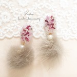 30.ドライフラワーのふわふわピアス