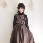 ワンピース腰ひも付き　ノースリーブ　しわ加工