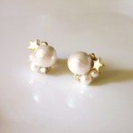 コットンパールと星のピアス