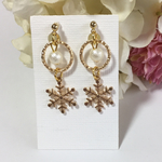 ☆SALE☆スノーとリングのノンホールピアス(樹脂イヤリング)レッド(82)
