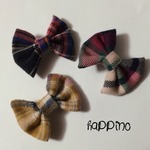 小さなリボン ヘアクリップ　チェック柄