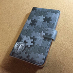 パズル柄 手帳型ケース モノトーン AQUOS Galaxy ARROWS iPhone 他 ほぼ 全機種対応