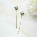 *1744*Blue bijou×Chain earring／pierce