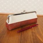 Bicolour Suede Leather Pen Case #2 (Red Brown)