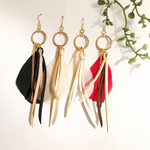♡ 再販！フェザーとスウェードのタッセルピアス♡