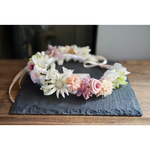 antique white flower crown:チュール付き アンティークホワイトのナチュラル花かんむり 