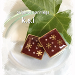 冬のピアス☆ボルドー