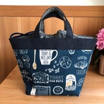 再販】カフェ柄巾着付きトートバッグ