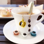 【再販3】コーヒーカップとコーヒー豆のカフェピアス(イヤリング)
