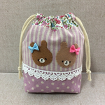 くまさんの コップ袋(ラベンダー)